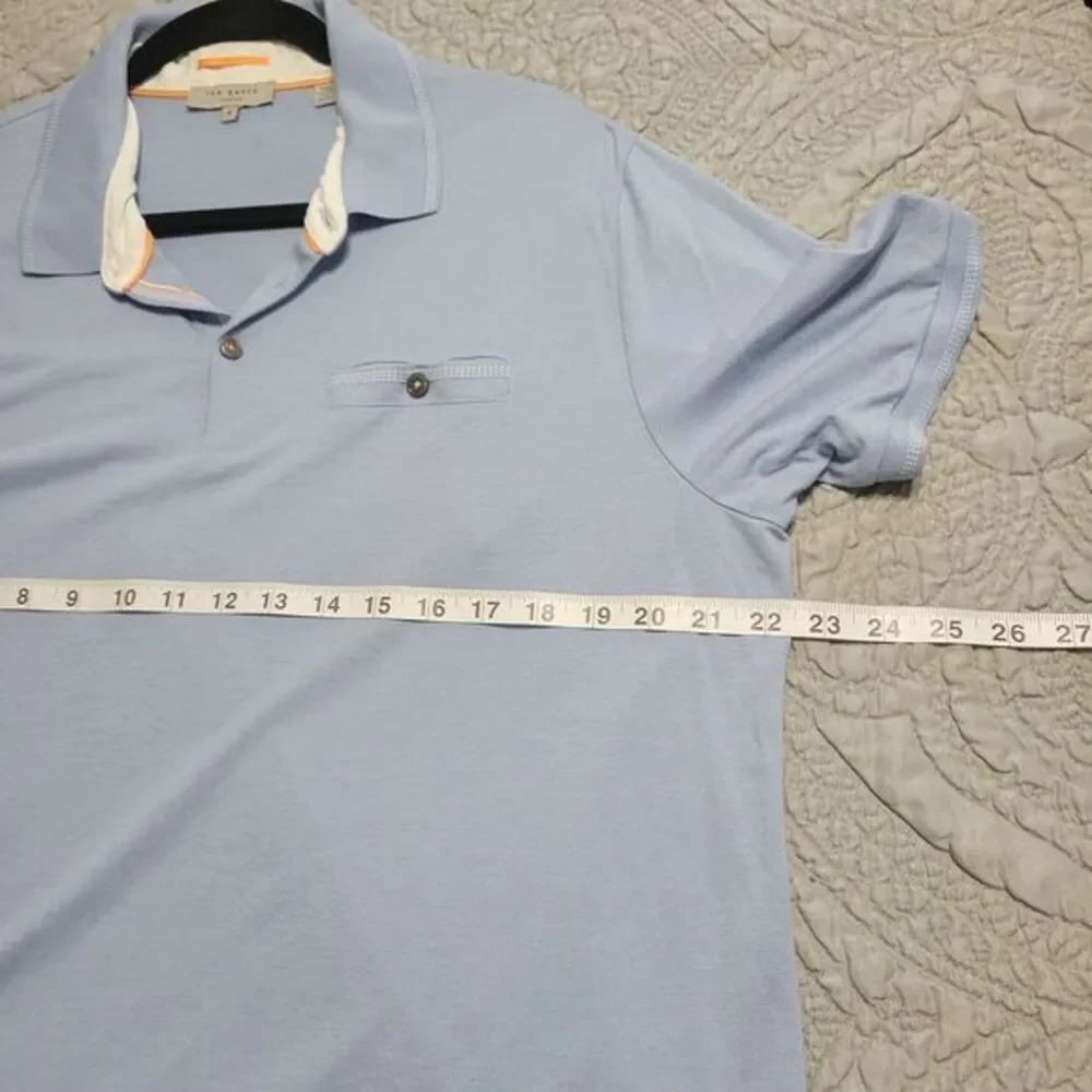 Ted Baker Polo Shirt 6 Light Blue Cotton Blend‎